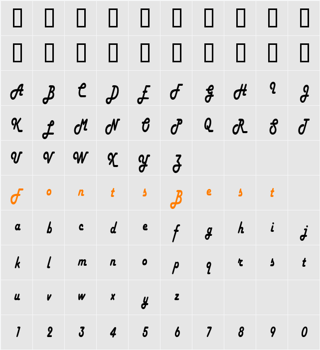 HamburgerCondensed Character Map