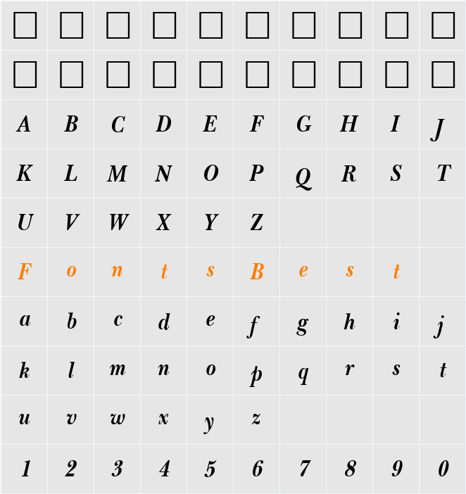 PSL-Irene Character Map