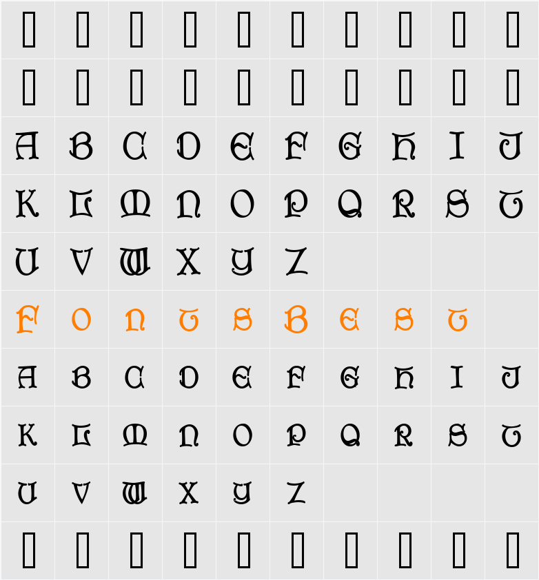 UndaroSCapsSSK Character Map