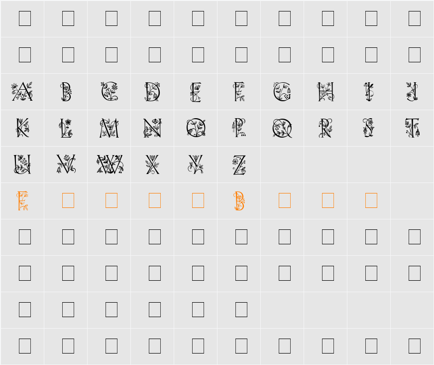 Lilith-Initials Character Map