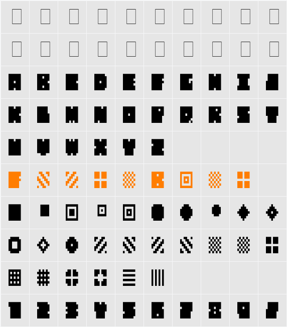 QUBE THIN Character Map