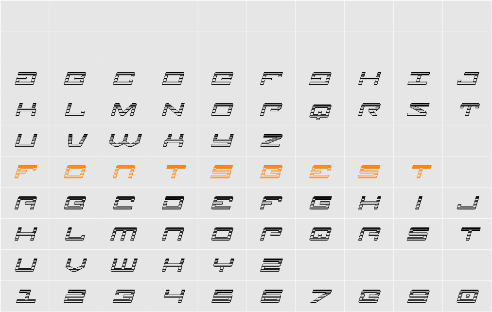 Legion Chrome Italic Character Map