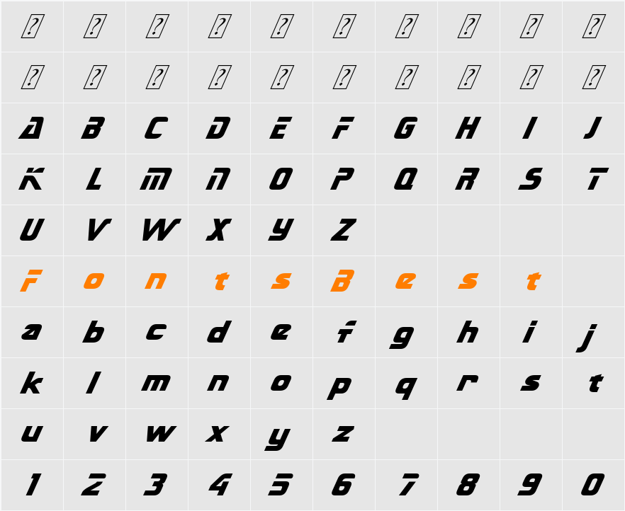 Sternbach Oblique Character Map