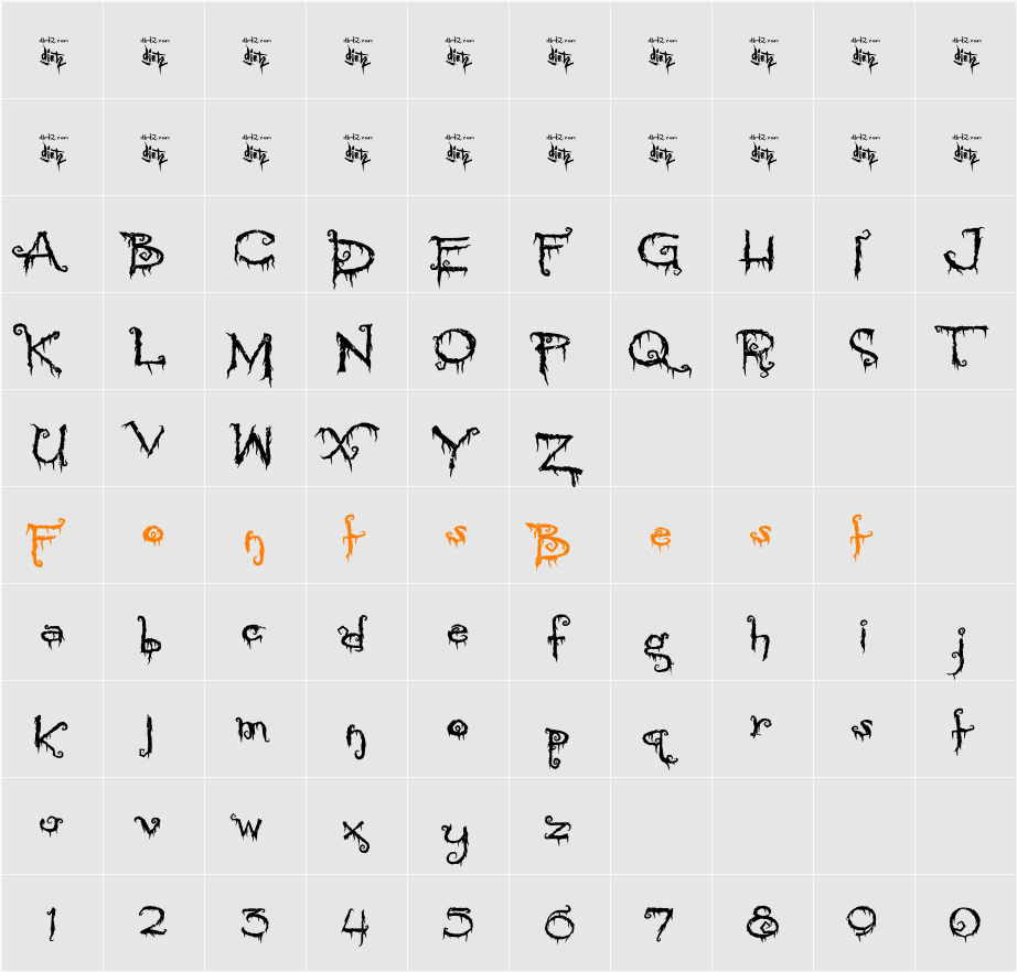 Pyrite Crypt Character Map