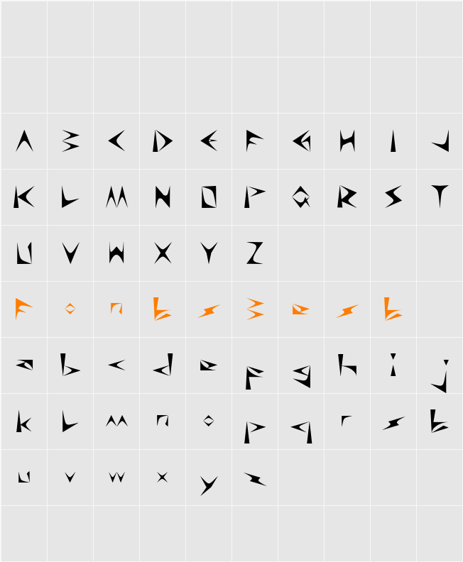 Digital Ninja Character Map