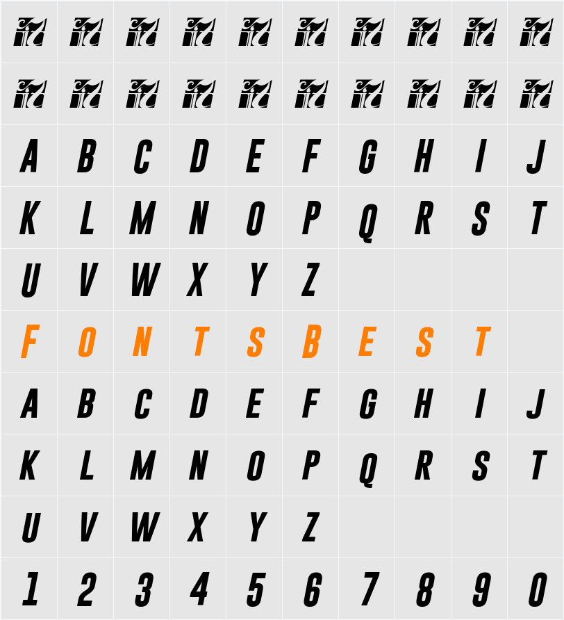 Gobold Bold Italic Character Map