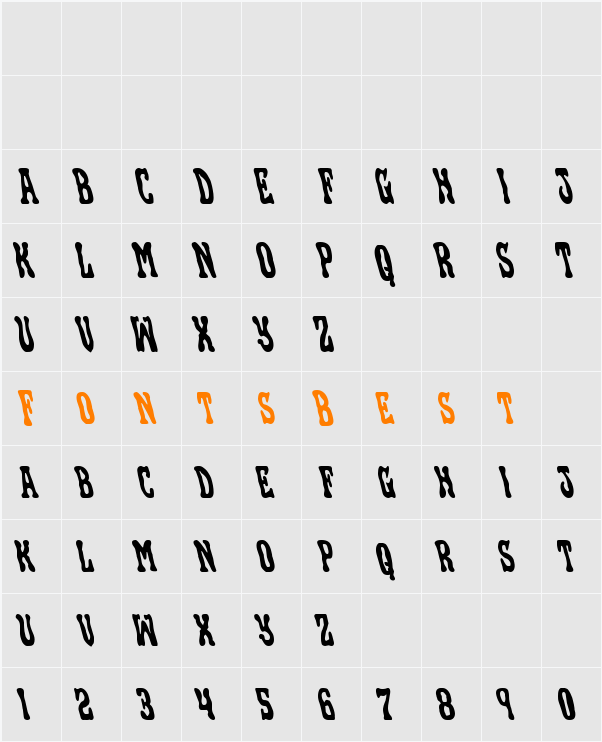 Black Gunk Leftalic Character Map