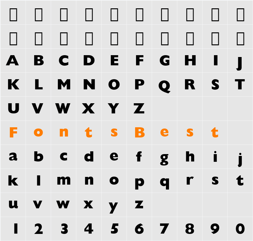 Humanst521 XBd BT Character Map
