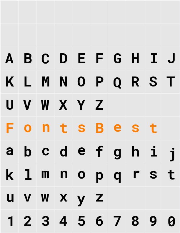 Roboto Mono Character Map
