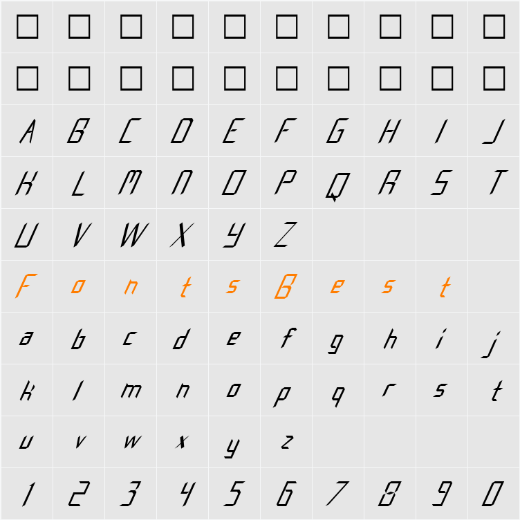FZ DIGITAL 8 ITALIC Character Map