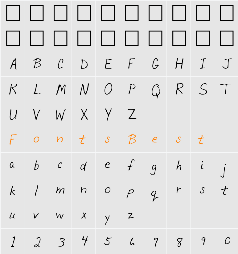 LEHN028 Character Map