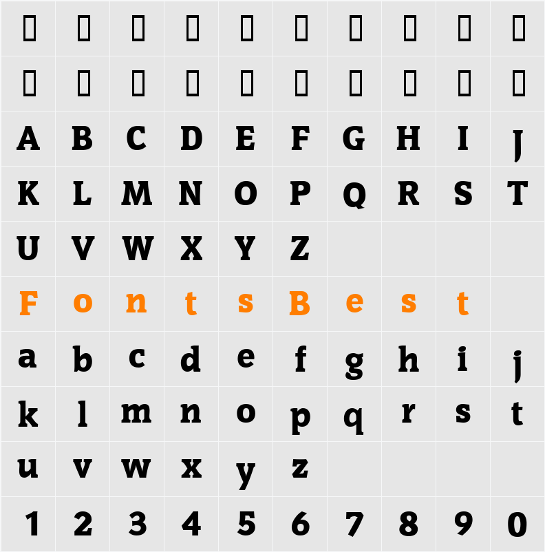 OritDisplaySSi Character Map