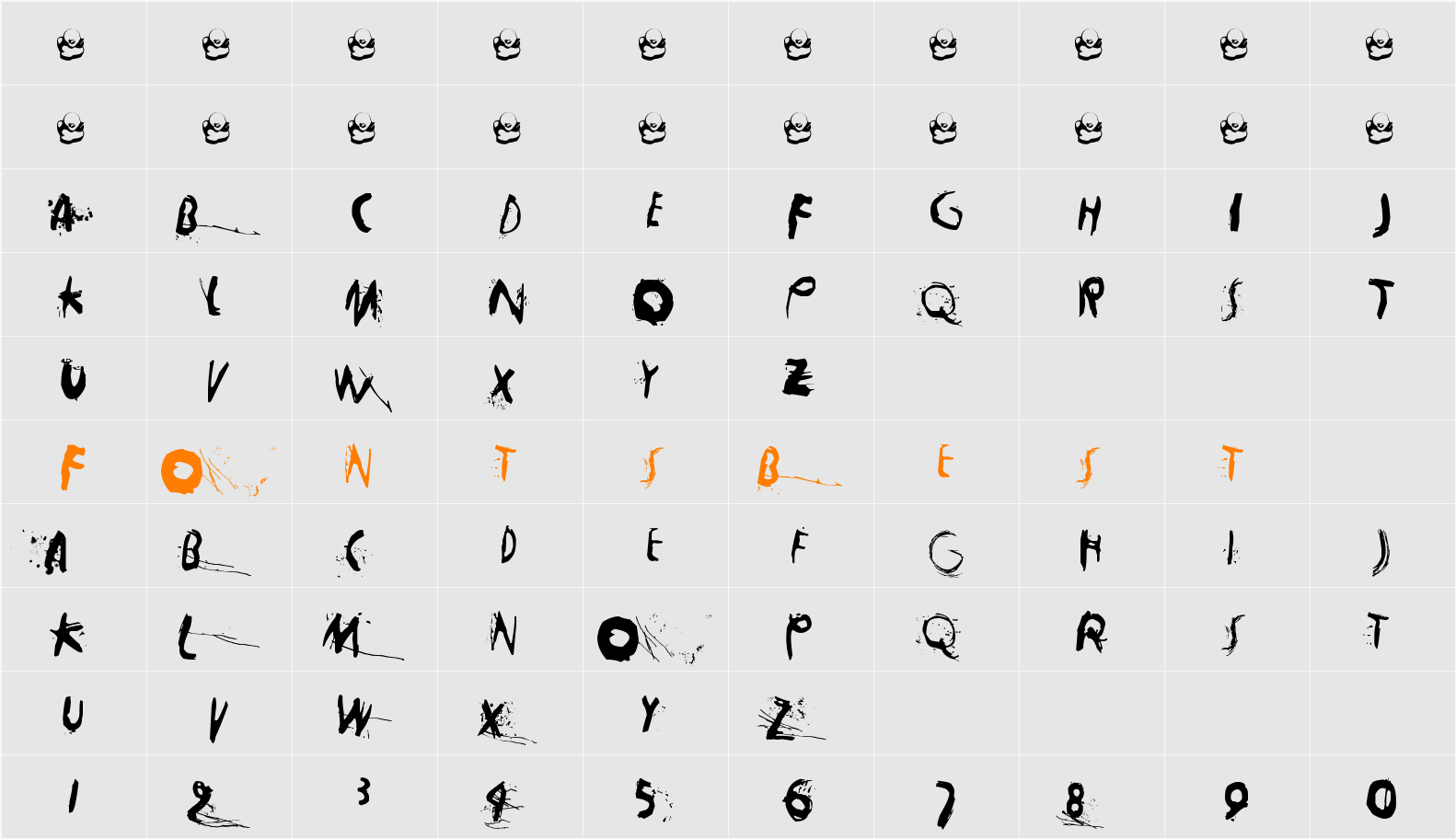 Horros Character Map