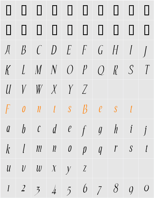 Echelon Character Map
