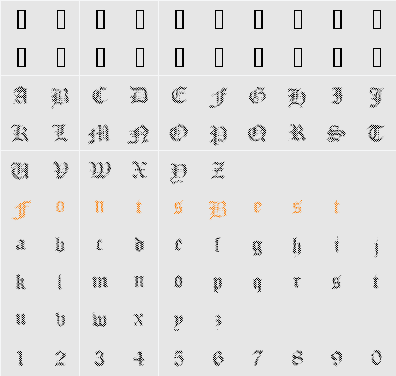 PalimpsestLight Character Map