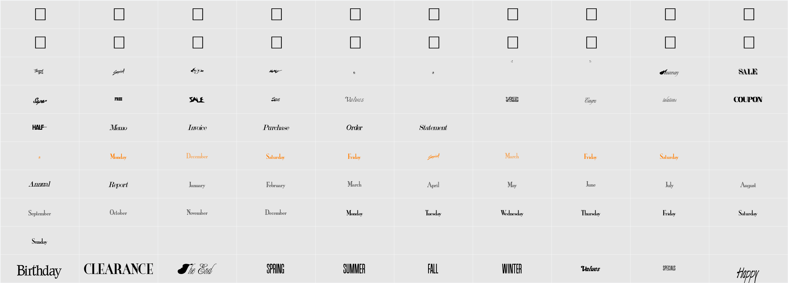 Headlines Character Map