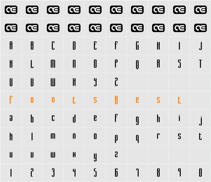 Slender Wide BRK Character Map