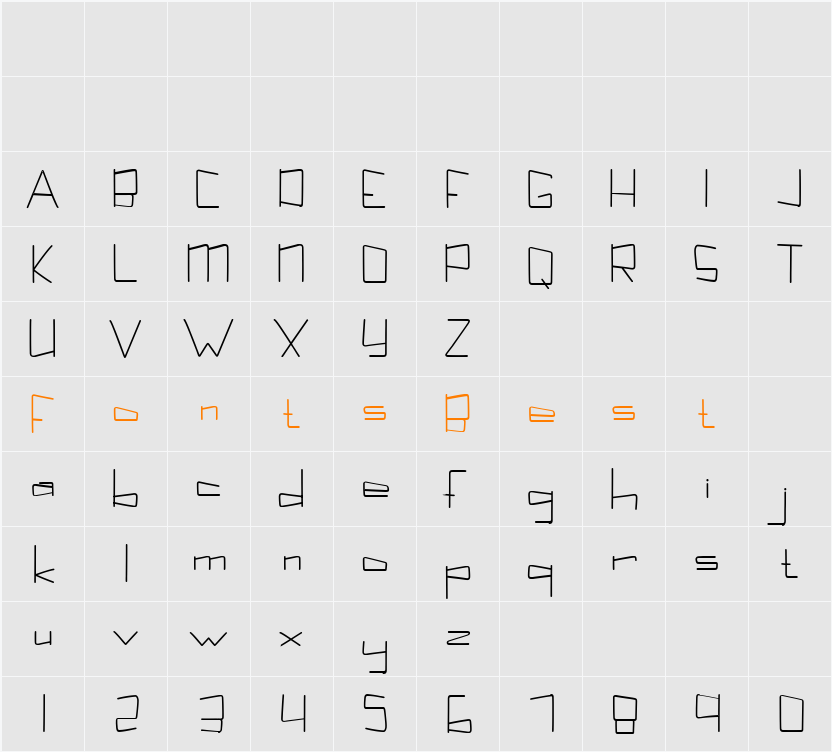 Kuppel Character Map