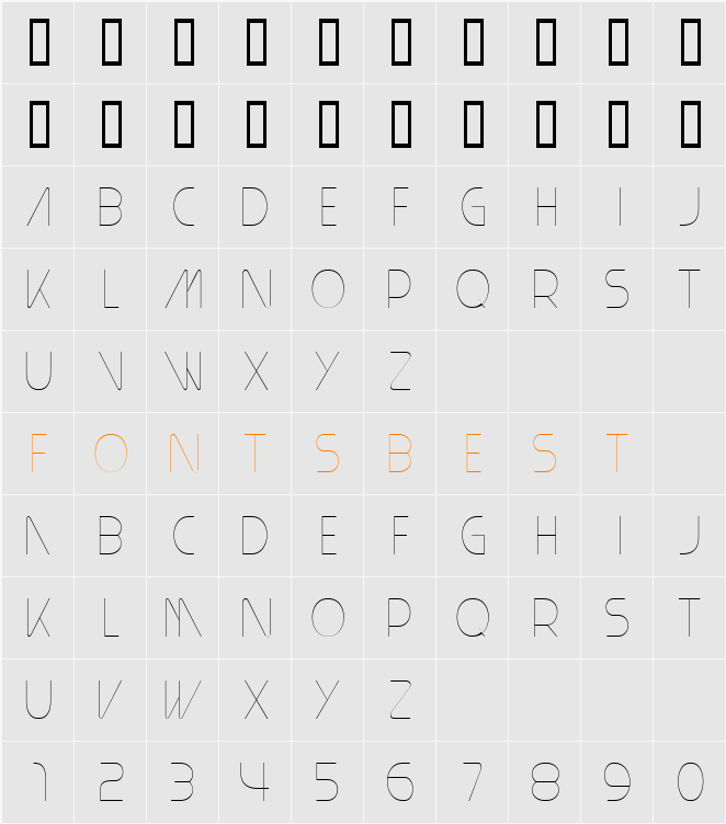 Plain Cred 1978 Character Map