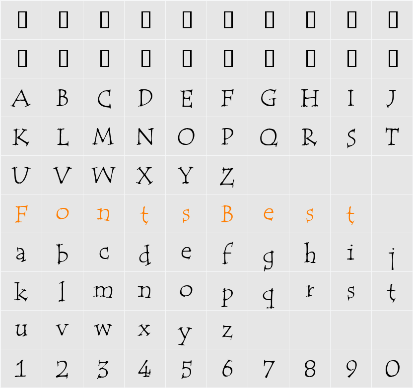 Tempus ITC TT Character Map