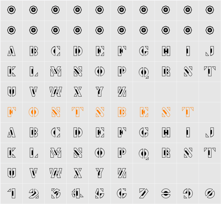 Le Pochoir Creux Character Map