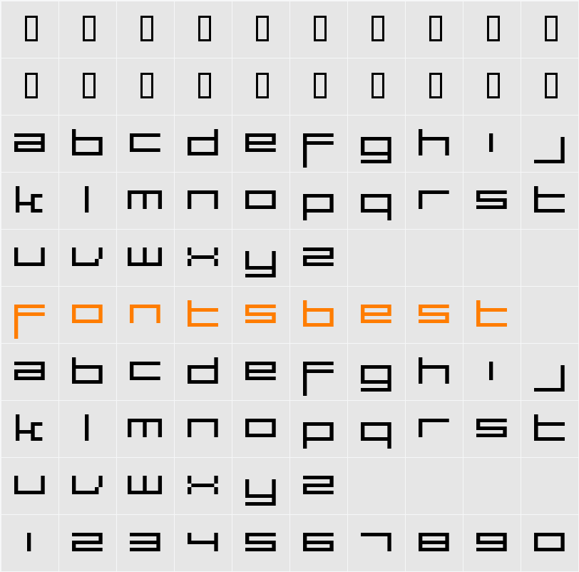 large9 Character Map
