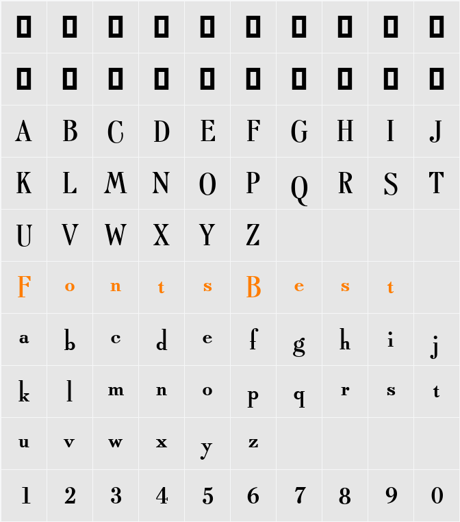 Typo Roman ATT Character Map