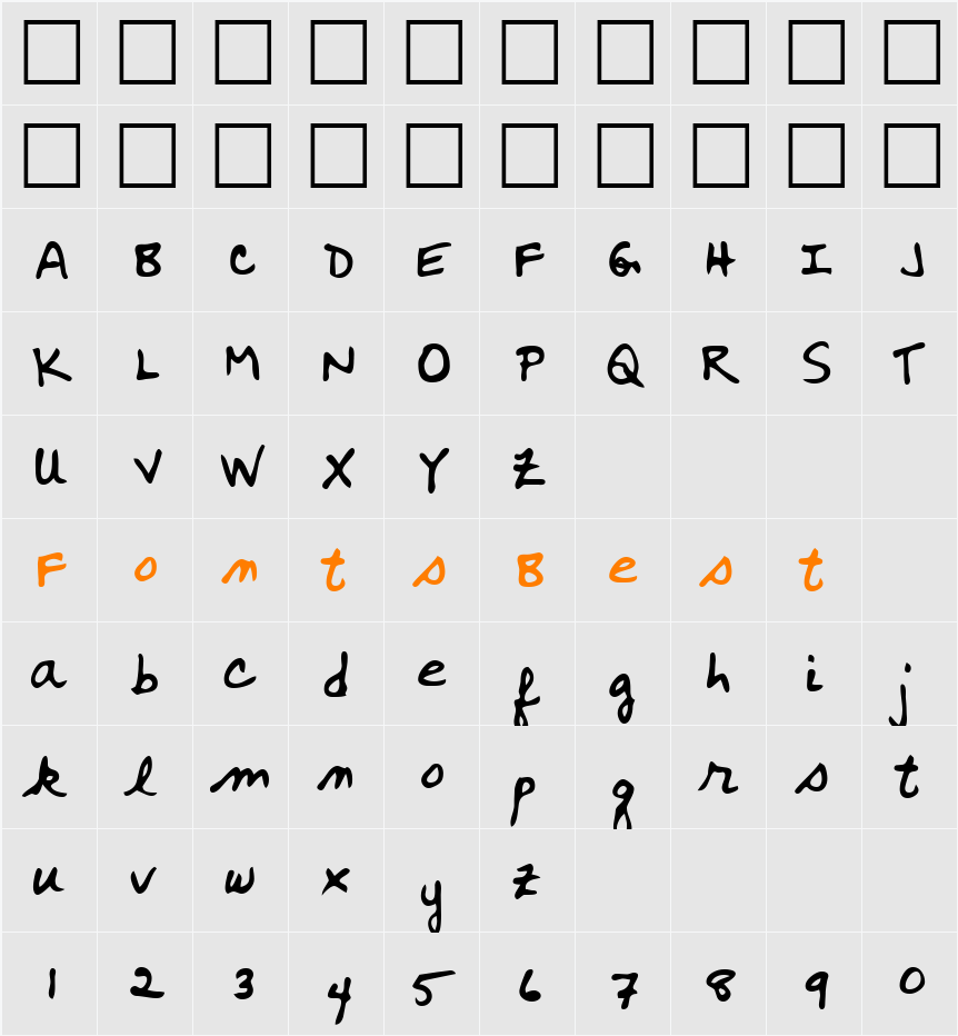 LEHN179 Character Map