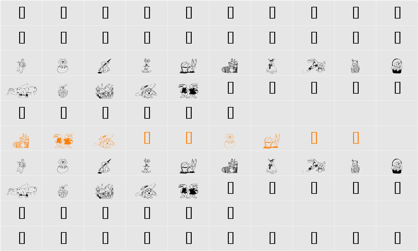 KR Easter Bunnies Character Map