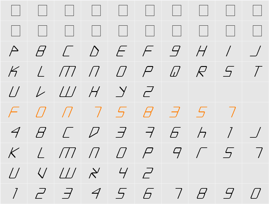 Escape Artist Italic Character Map