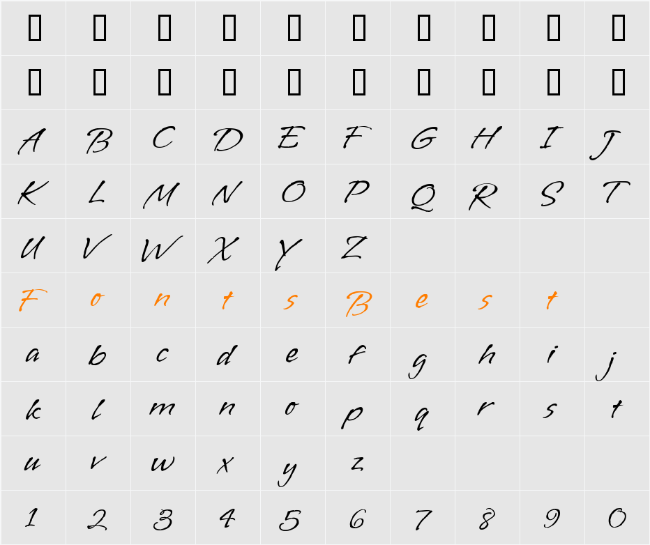 Vujahday Plain Character Map