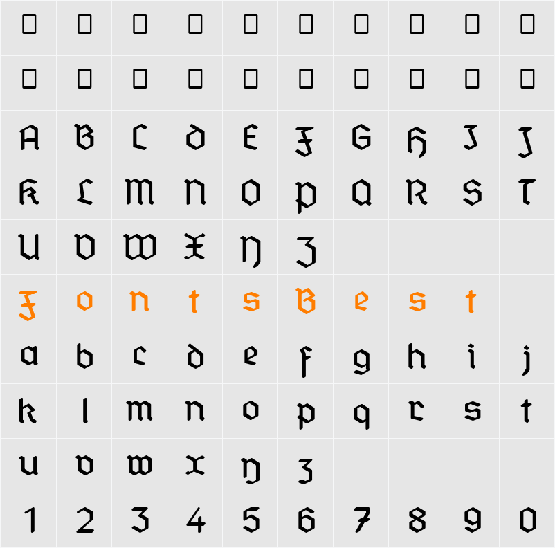 Standard Graf Character Map