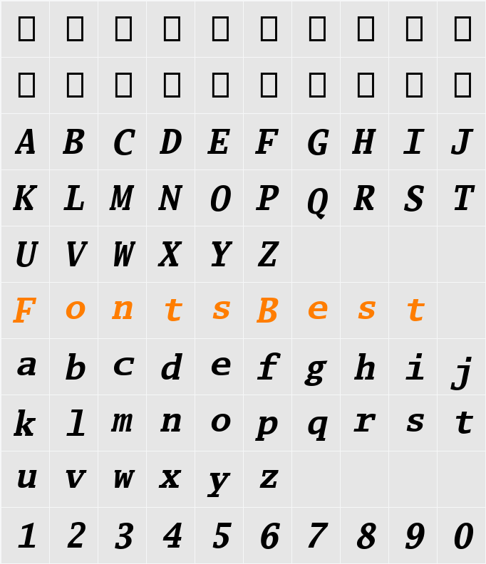 Luxi Mono Character Map