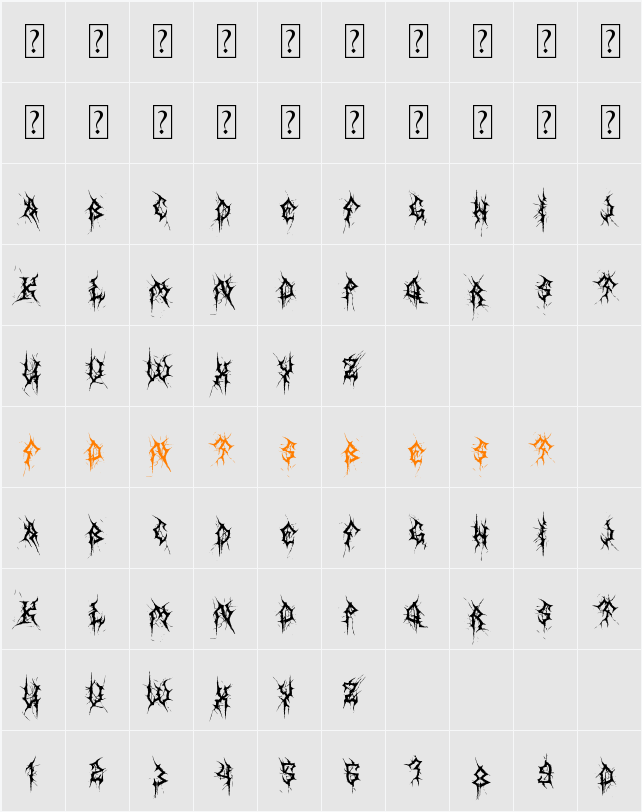 MB Thin Worms Character Map