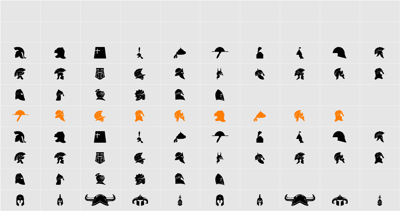 helmets Character Map