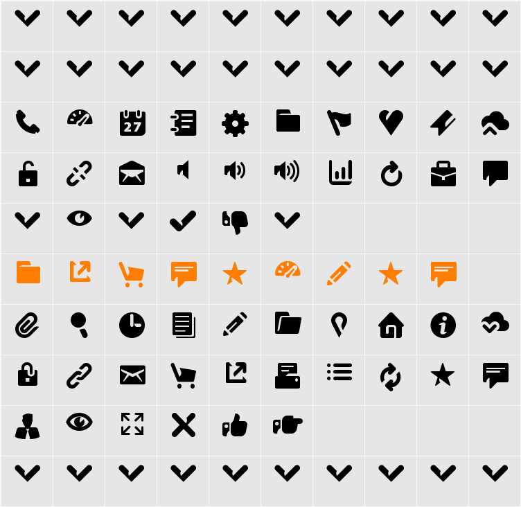 Breezi Icon Set Character Map