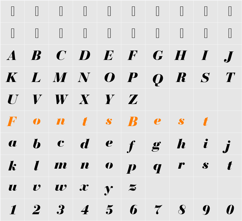 BodoniNo1URWD Character Map