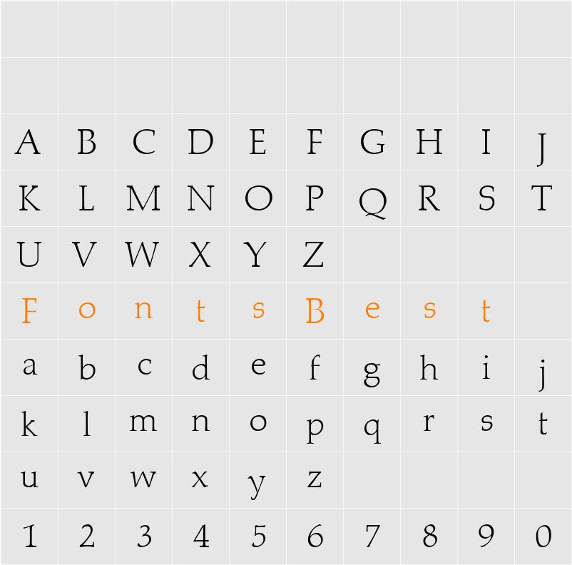 JoelBecker-ExtraLight Character Map