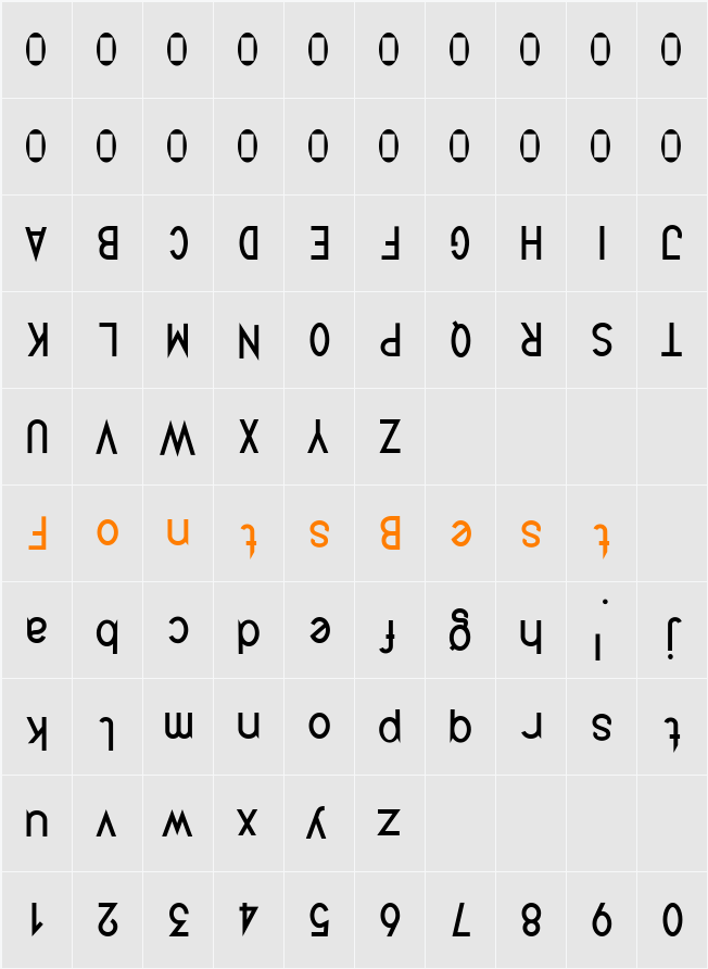 Quirkus Upside Down Character Map