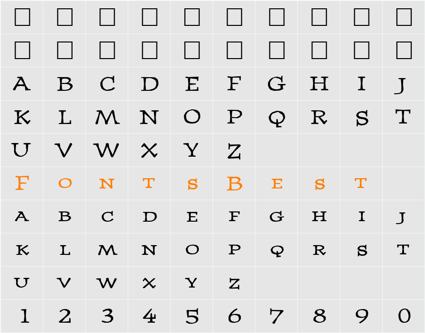 JournalUltraSmallcaps Character Map