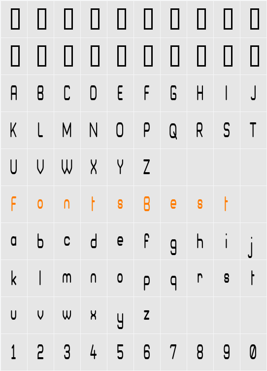 Brave New Era (narrow) G98 Character Map