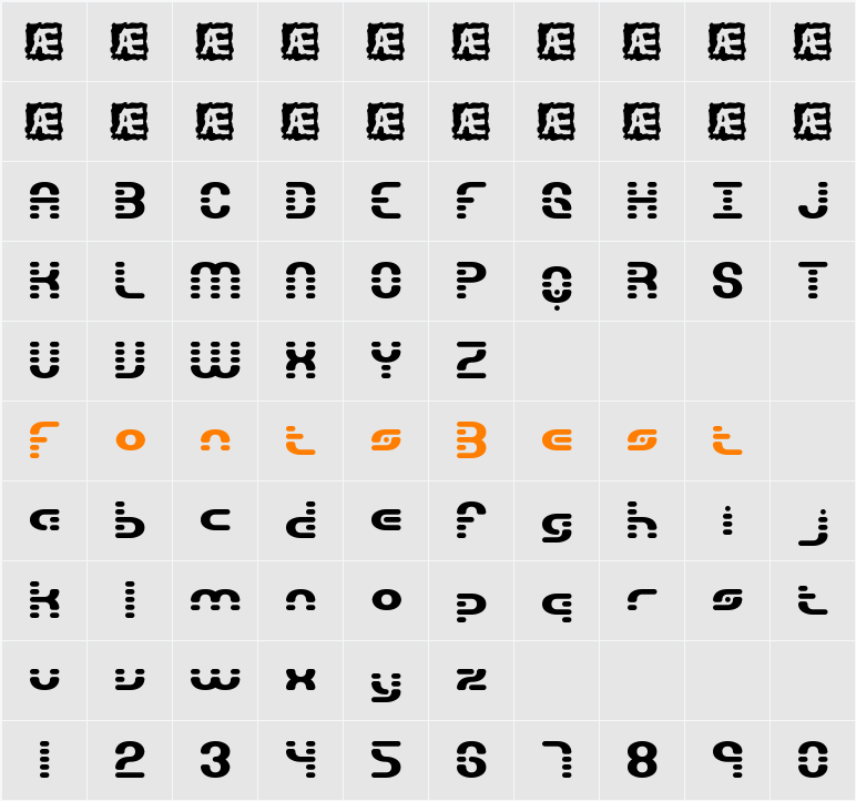 Gravitate Segments BRK Character Map