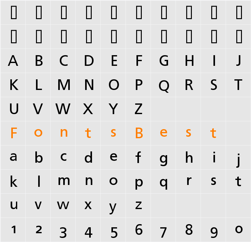Frutiger Linotype Character Map
