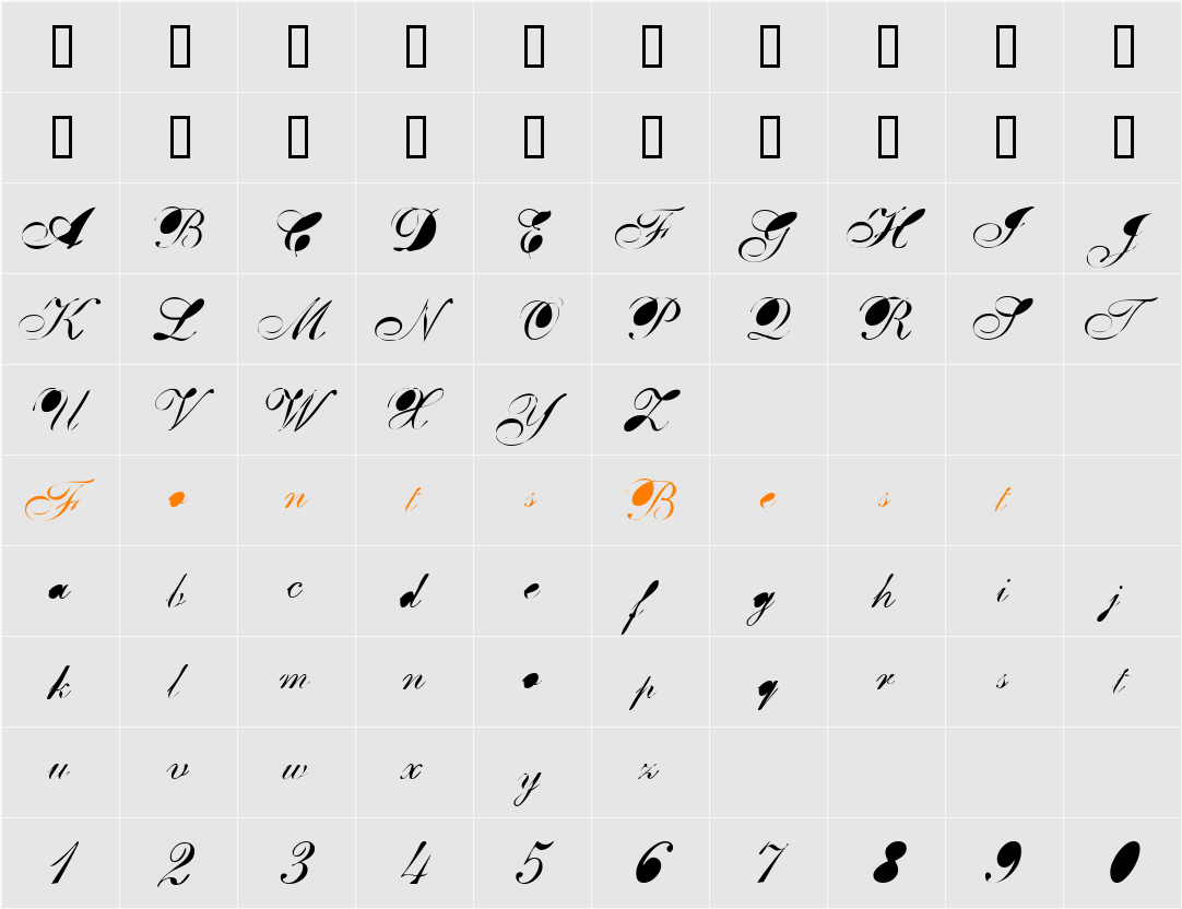BreastBomb Character Map