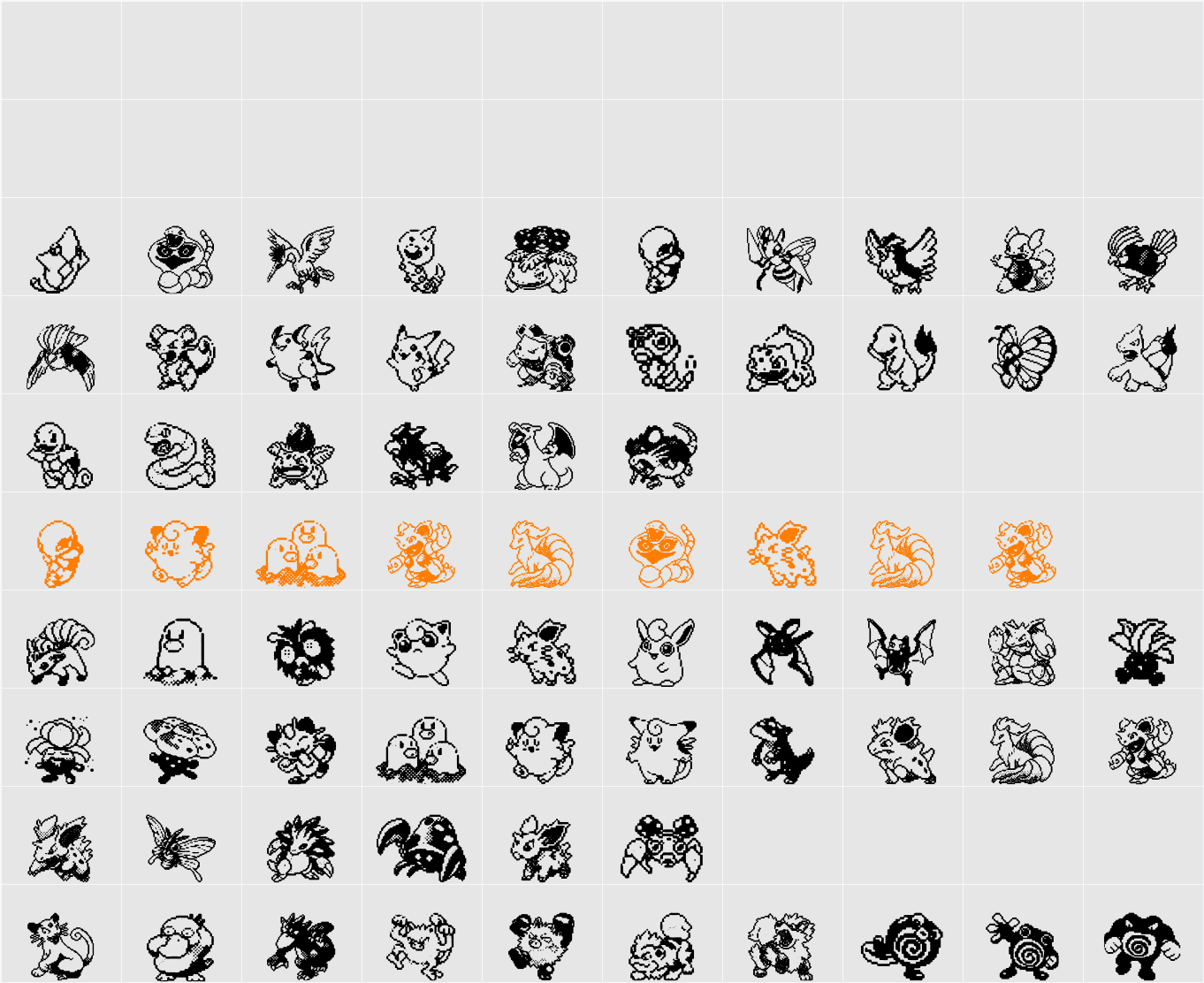 Pokemon pixels 1 Character Map