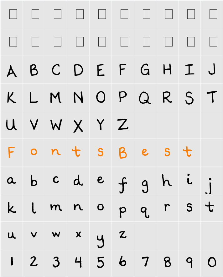 Scrogglet Character Map