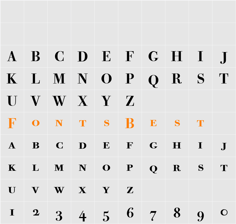 Bodoni Old Face BE Character Map