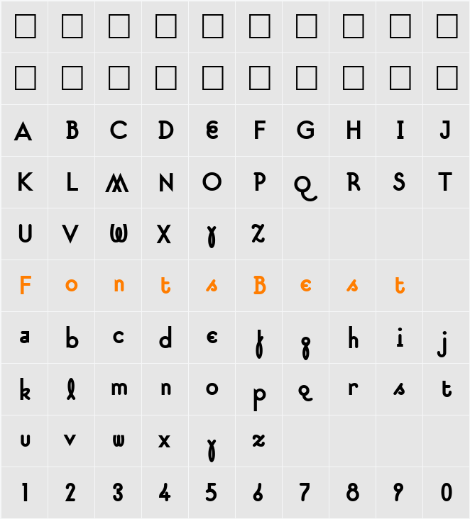 SuburbanBold Character Map