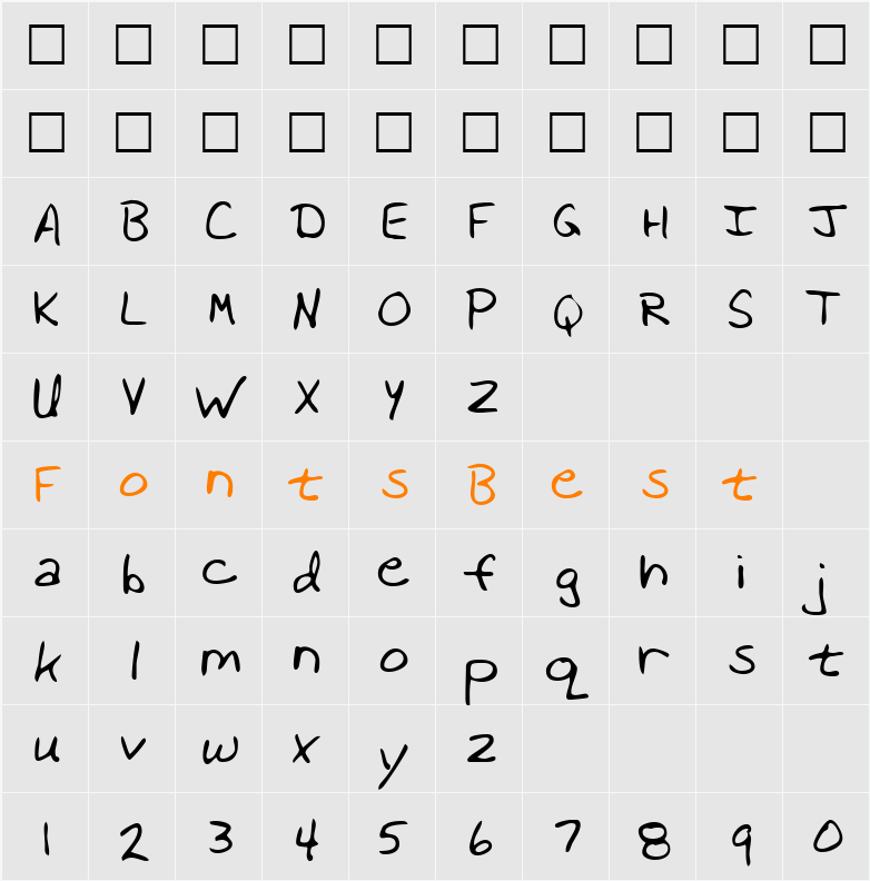 JanicesHand Character Map