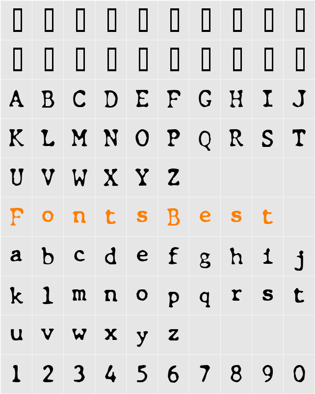 IMXStypew Character Map